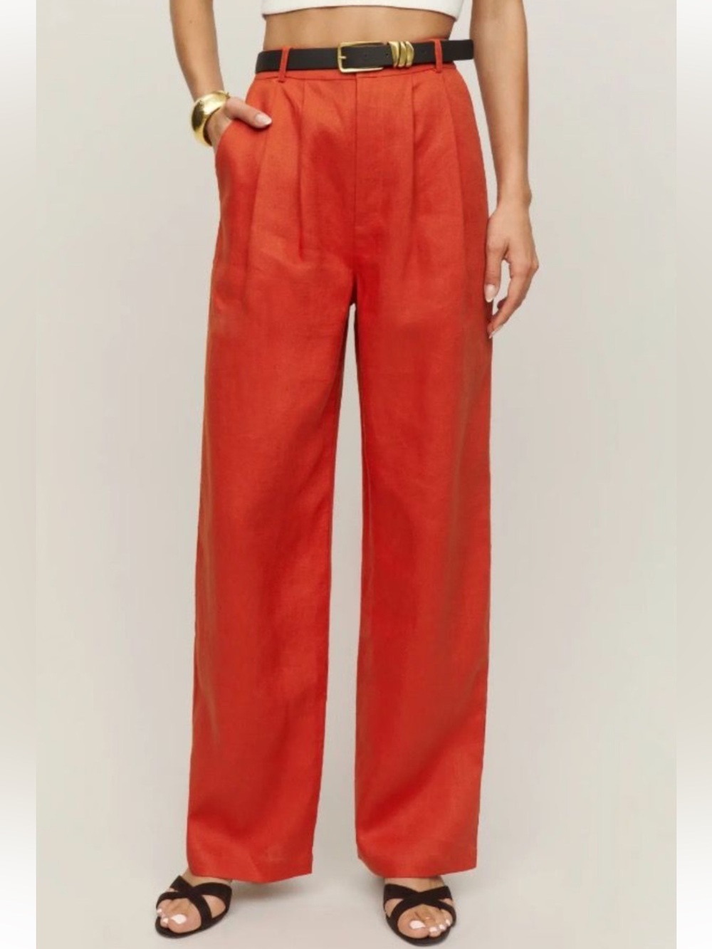 Reformation NWT Vesta Linen Pants in Blood Orange Size 4